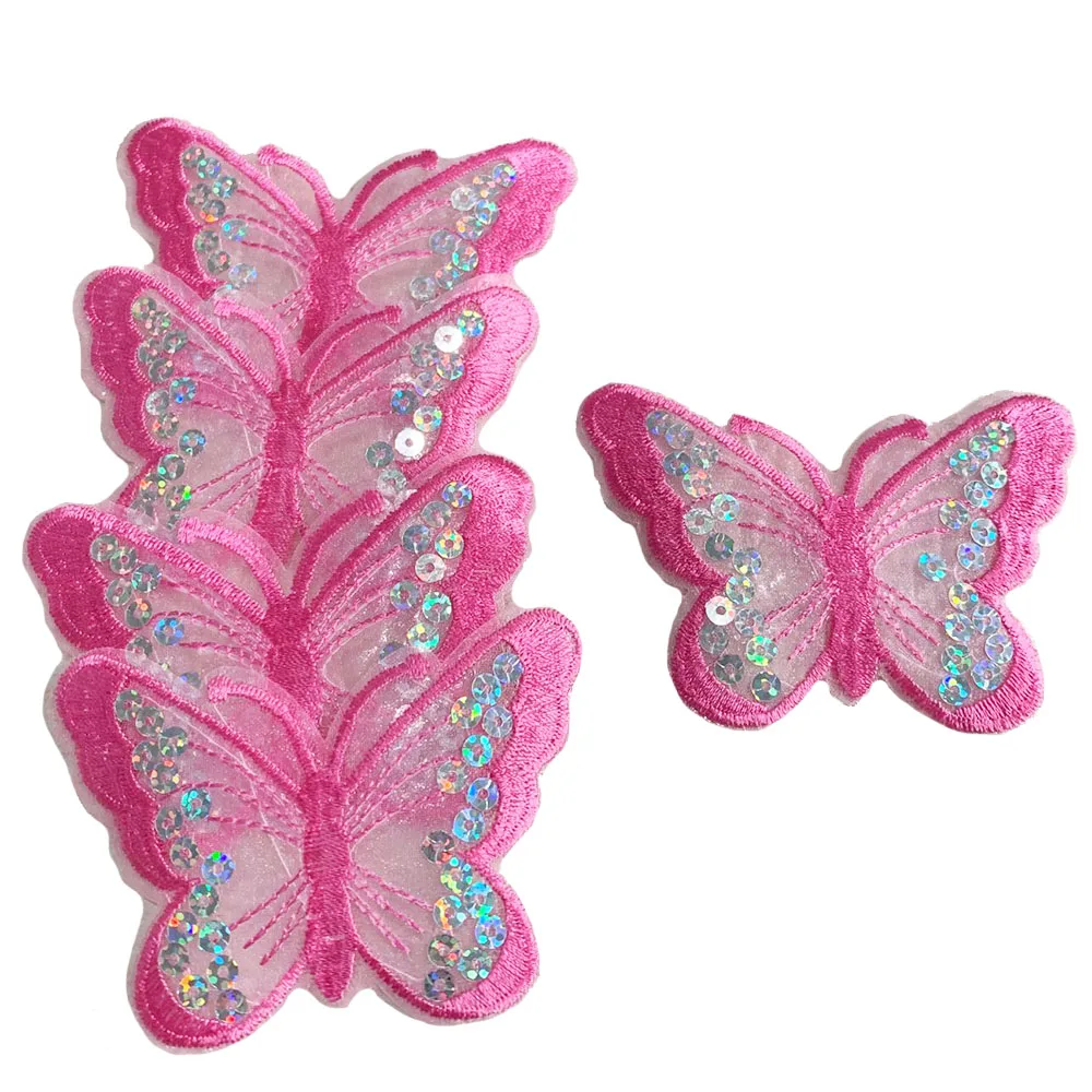 10Pcs Mixing Sequins Patch Embroidered Butterfly Iron On Patches For Clothing Badge Sticker Apparel Accessories 9 x 6.5cm