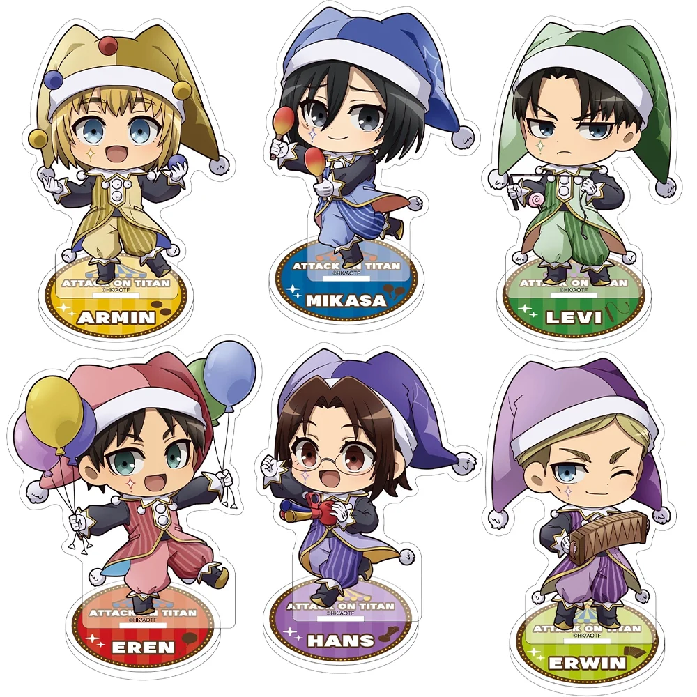 Attack on Titan Levi Ackerman 10cm Acrylic Stand keychain - Chibi Clown Circus Anime Figure surprise Birthday Gift for Friend