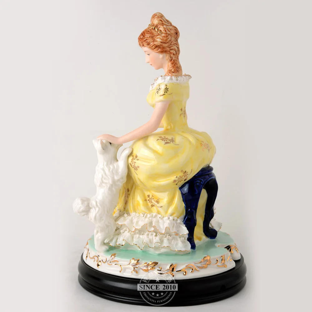 High-end ceramic handicrafts ornaments Italian style boutiques, Western beautiful women and puppies gifts Home accessories