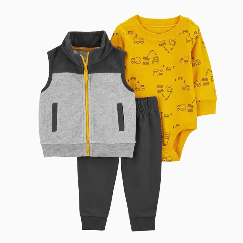 IYEAL Baby Boy Clothes Sets Newborn Baby Girls Clothing Casual Cartoon Hooded Jacket + Trousers + Bodysuits 3pcs Toddler Outfits