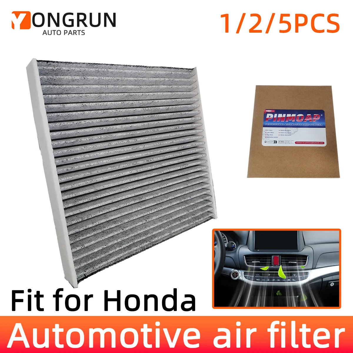 YONGRUN 1/2/5PCS Air Filter Is Suitable For Honda Civic/Acura Mdx Sedan 80292-TBA-A11 CF11182 VCA-1061 CAF1873P C36080 Auto Part