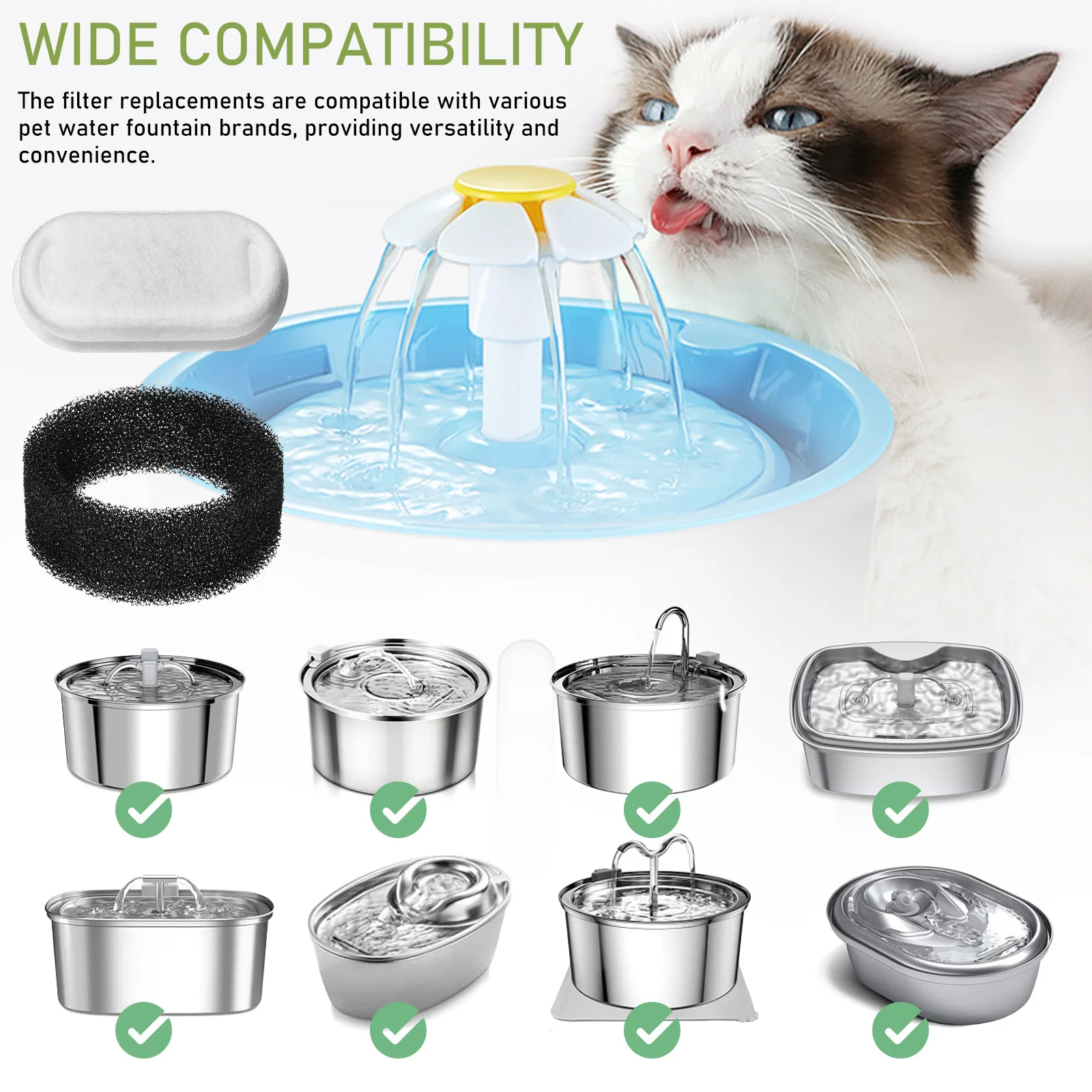 

1Set Pet Water Fountain Filter Round Efficient Replacement for Cat Dog Water Dispenser Filter Refill