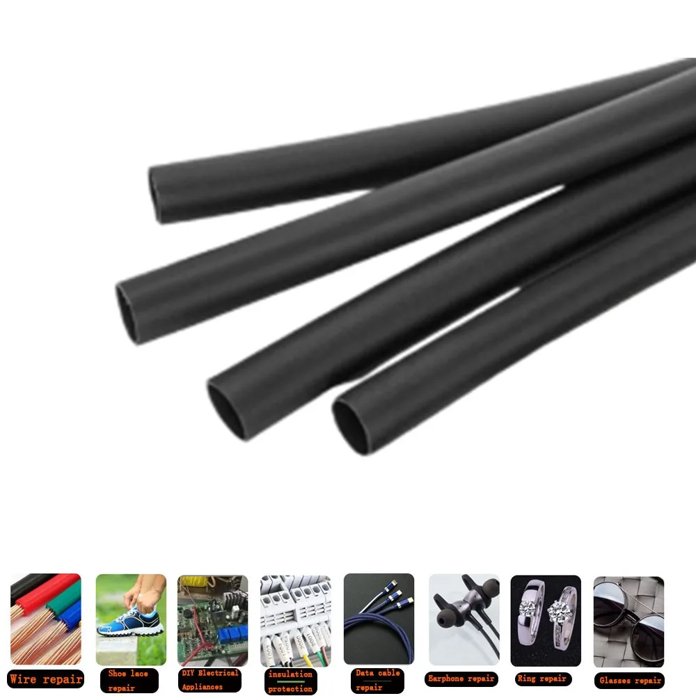 5 メートル 2:1 ラウンド直径 1 ミリメートル / 2 ミリメートル / 3 ミリメートル / 4 ミリメートル / 5 ミリメートル / 6 ミリメートル-20 ミリメートル長さの熱収縮チューブ黒チューブワイヤーラップ販売