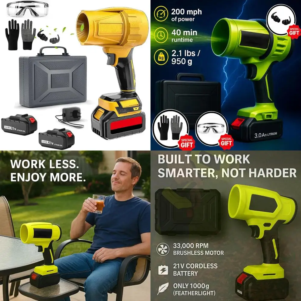 

Cordless Leaf Blower - Powerful Mini Turbo Jet Handheld Air Duster for Yard and Patio Cleaning