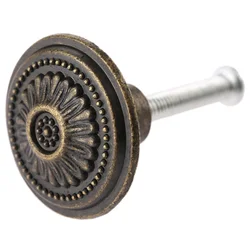Vintage Kitchen Cabinet Drawer Single Hole Round Knobs Antique Bronze Ring Pulls Knob Handle for Furniture Cupboard Dresser Door