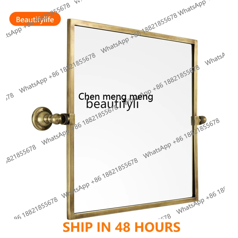 

FH Brass bathroom bathroom cosmetic mirror punched wall-mounted bathroom large square decorative household rotatable mirror H