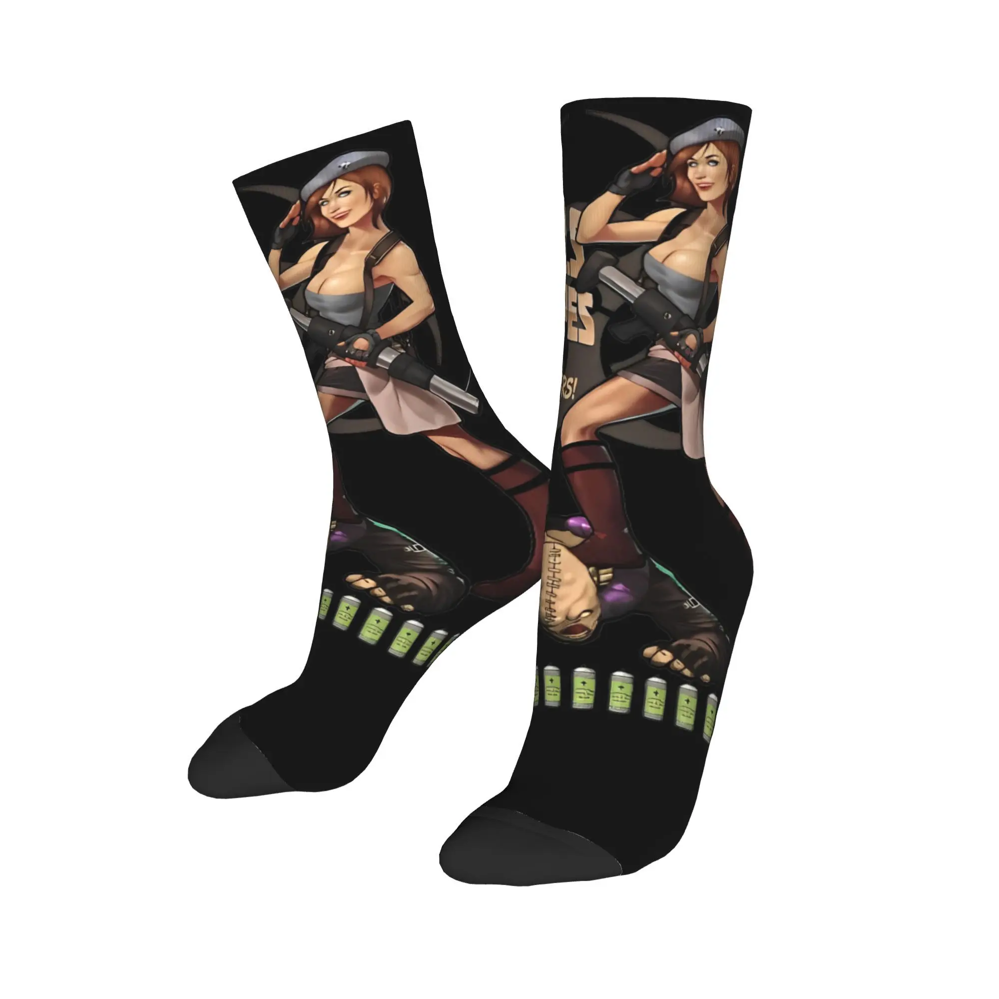 Jill Valentine Game Character Printing Crew Socks Product for Casual Wear Sweat Absorbing Cartoon Printed Socks