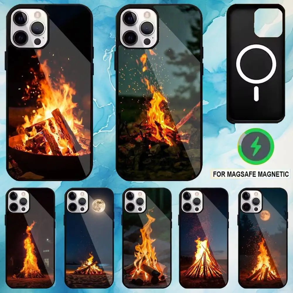

Bonfire Phone Case For iPhone17,16,15,14,13,12,11 Plus,Pro Max Magnetic For Magsafe Wireless Charging