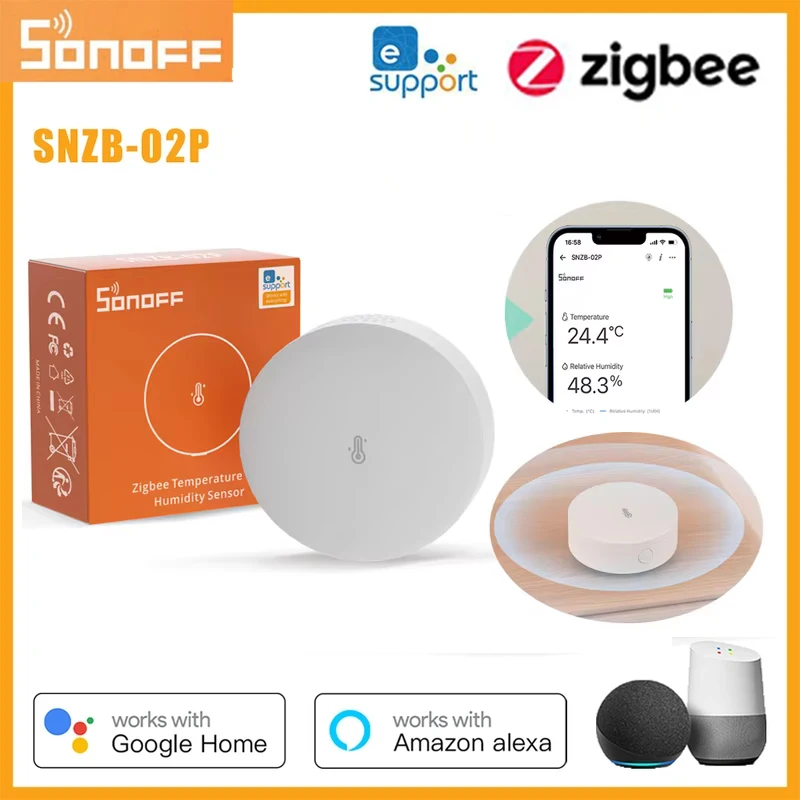 

SONOFF SNZB-02P Zigbee Датчик температуры и влажности Умный домашний термометр Гигротермограф работает iHost, NSPanel Pro, ZB Bridge-P