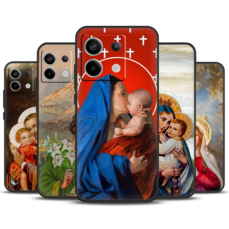 Religious Mary and Jesus Case For Redmi Note 13 Pro Plus 9 10 11 12 Pro 9S 10S 11S 12S Cover For Redmi 12 C 10C 13C