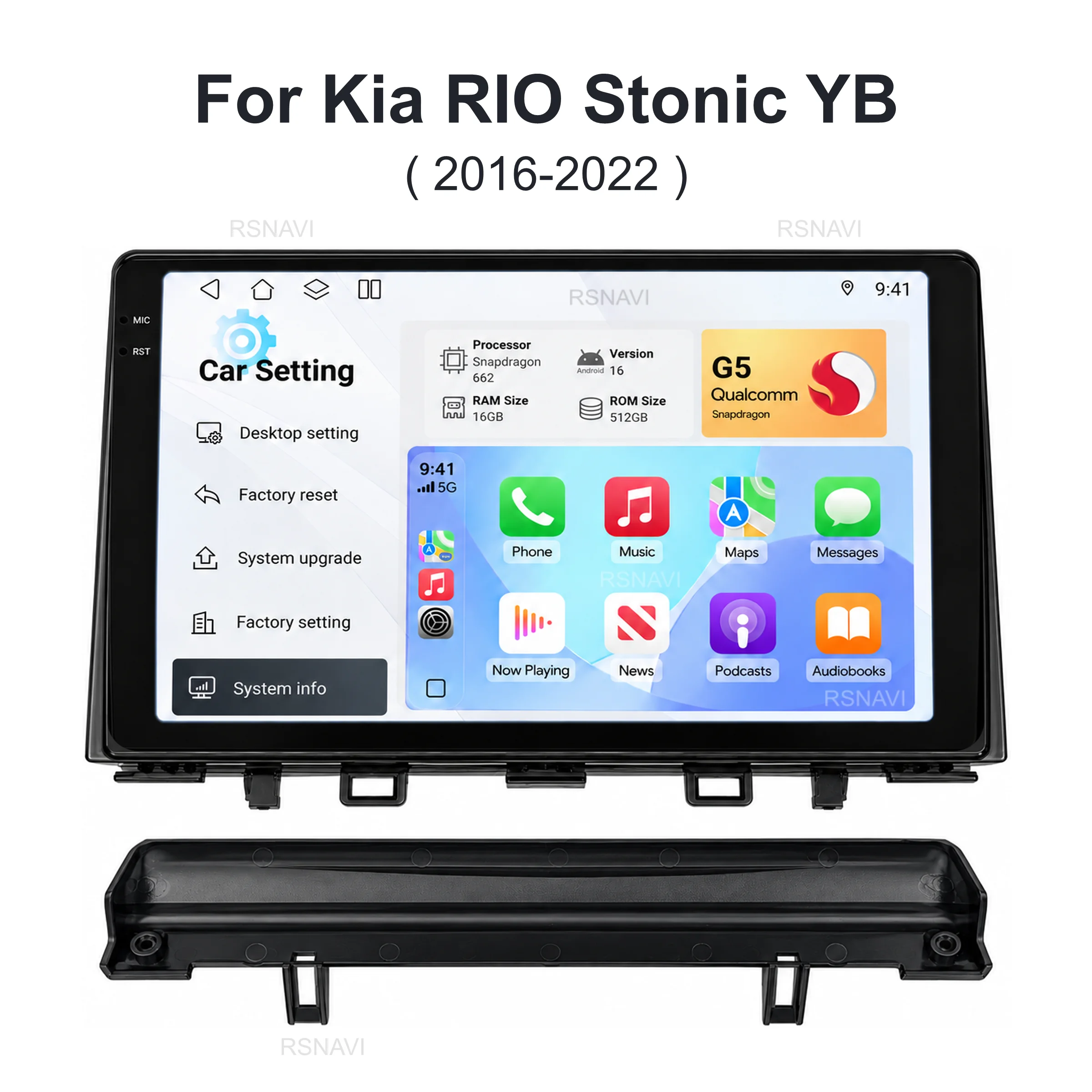 Qualcomm Android 16 Car Radio Multimedia Player For Kia RIO Stonic YB 2016 2017- 2022 Auto Carplay Car Stereo Dsp wifi+4G 2 Din