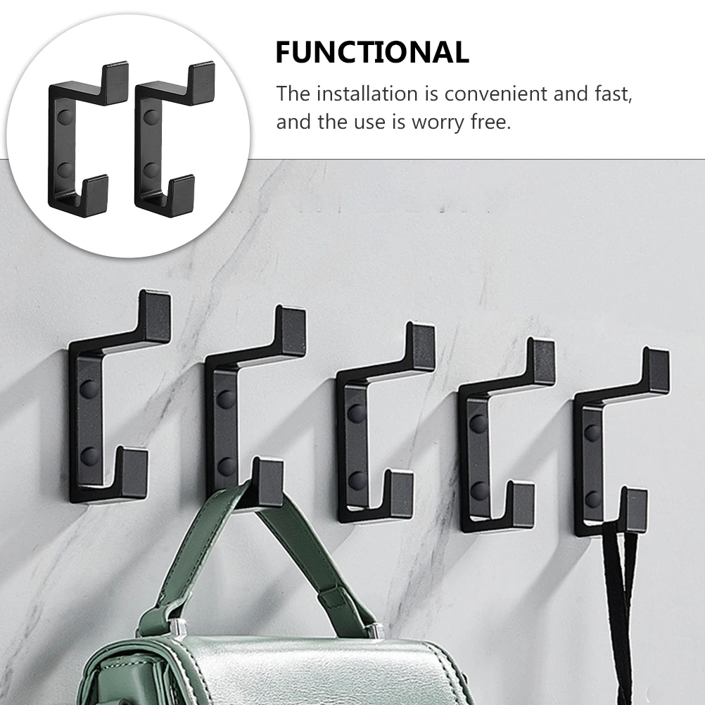 

2pcs Wall Hook Clothes Hat Towel Hanger Space Aluminum No Punching Durable Black Foldable Home Organizer Bedroom for Nordic
