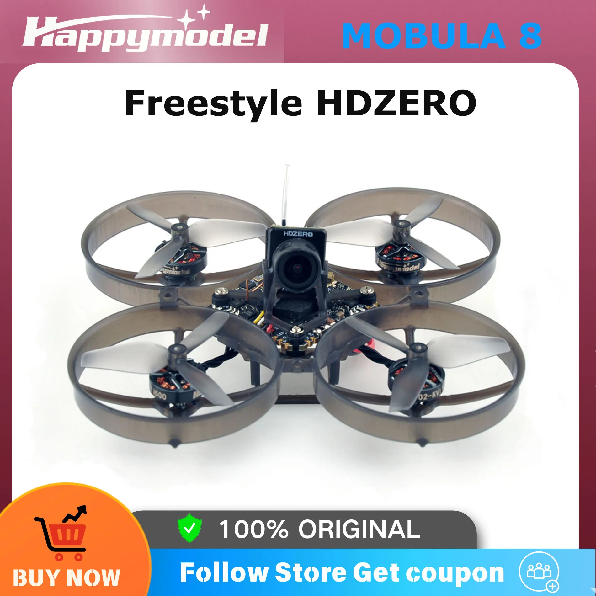 Happymodel Mobula8 Freestyle HDZERO HD 2S 80mm Micro FPV Whoop With HDZERO Flight Controller HDZero Camera for RC FPV FPV Whoop