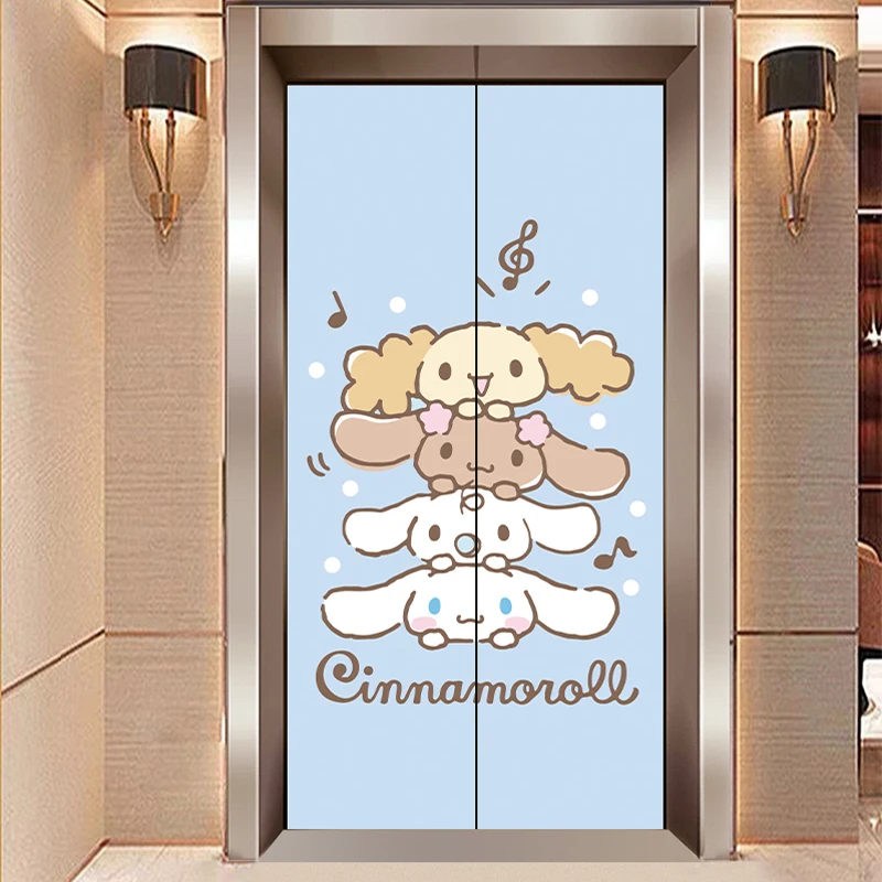 Sanrio Cinnamoroll Cartoon 3D Tearable Stickable Sticker Cover elevator Door sticker Wallpaper Decoration Self-adhesive Photo