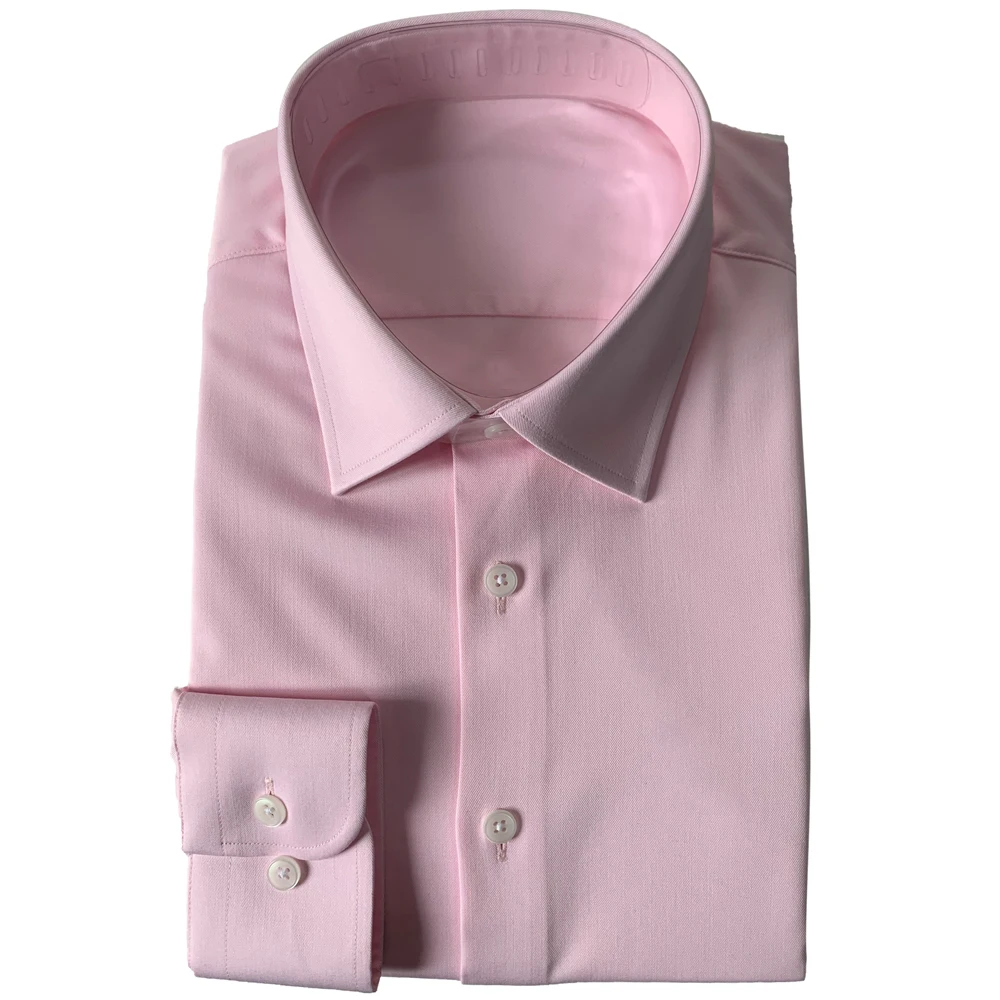 

Luxury Custom Pink Men's Tri-Proof Aloe Dress Shirts For Men - Anti-Wrinkle, Stretchy Breathable Tailored Fit Business Shirt Man