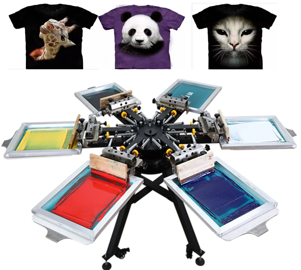 Micro adjustment t-shirt printing machine 6 Color 6 Stations manual Screen Printer manual serigrafia