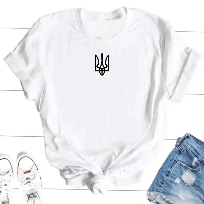 Ukraine Trident Army  Women T-Shirt Ukrainian Patriotic Graphic Printed  Tees Short Sleeves Pure Cotton Tops Casual Streetwear