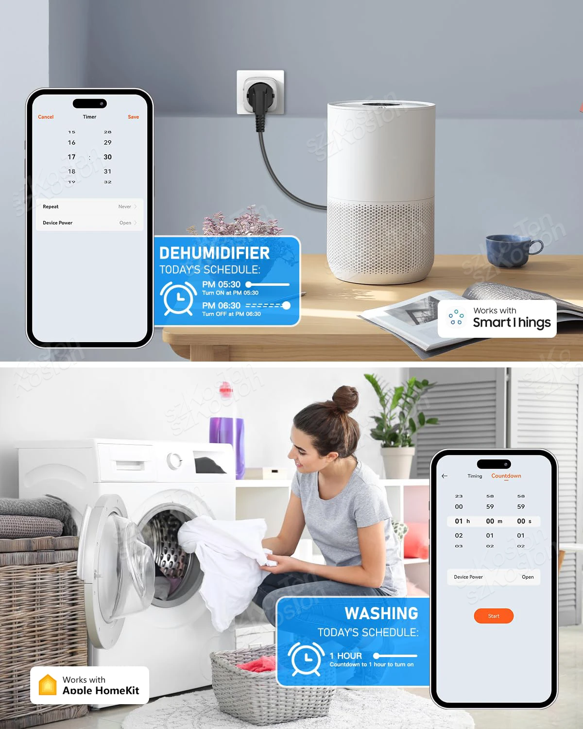 Matter 16A WiFi Smart EU Plug Smart Socket APP Remote Control Timing Function Voice Works with HomeKit Alexa Google Siri