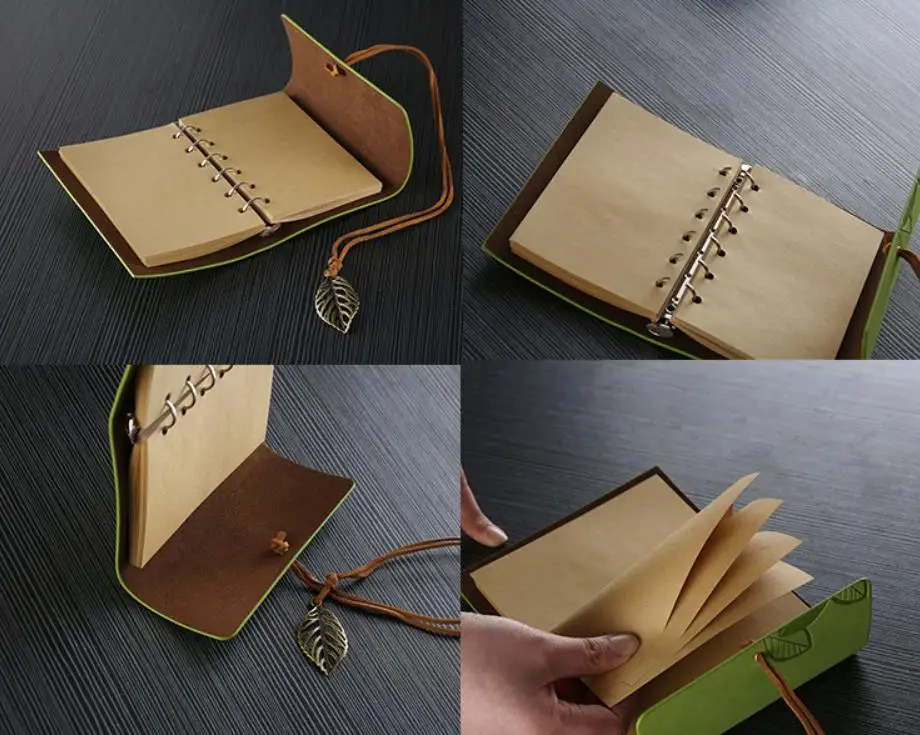 Caderno retro pequeno do diário da folha da capa de couro do plutônio (7 cores escolhem)