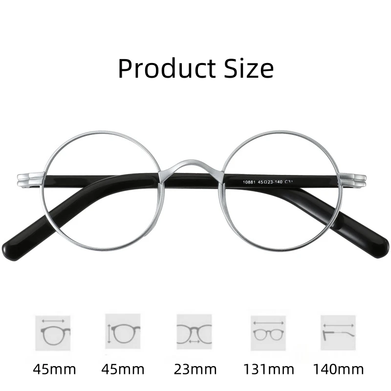 FIRADA nowe mody małe okrągłe okulary Retro okulary z czystego tytanu wygodne oprawki do okularów dla mężczyzn i kobiet ST10881-C — zdjęcie 6
