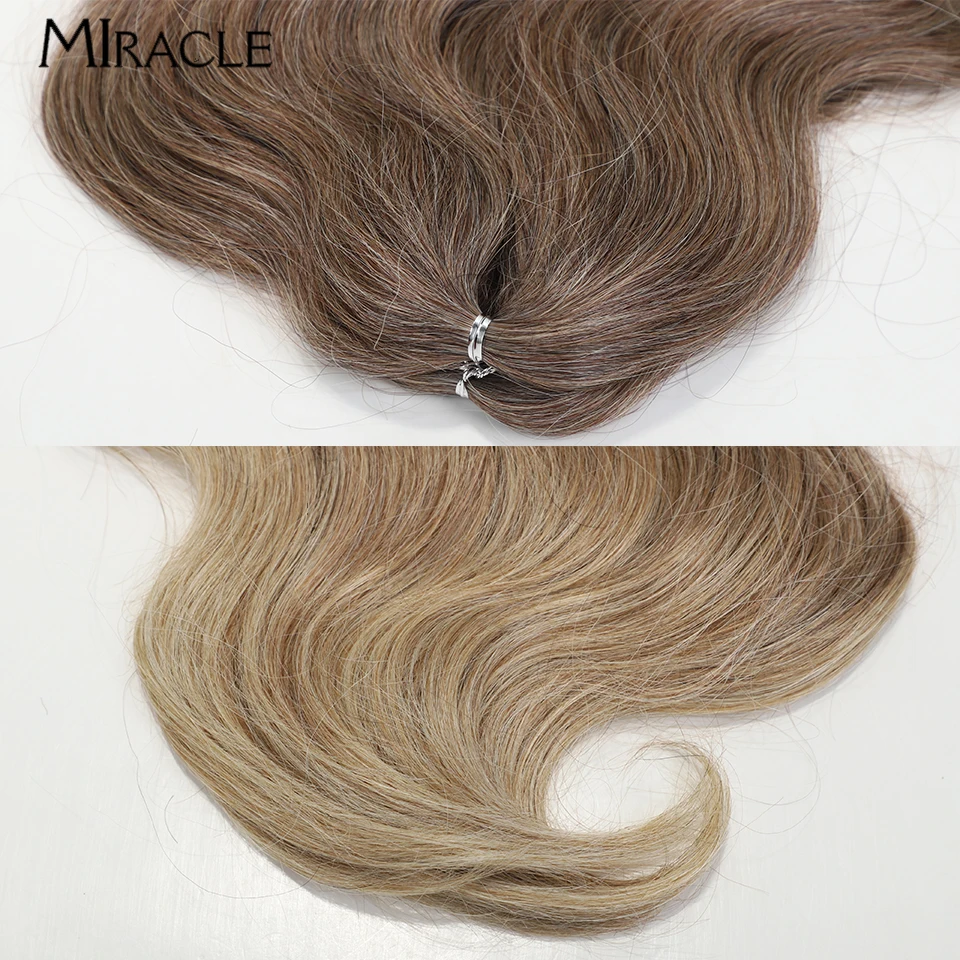 MIRACLE Body Wave Braiding Hair Extensions 24 Inch Crochet Braid Hair Ginger Blonde Wavy Synthetic Fake Hair Weaves Crochet Hair
