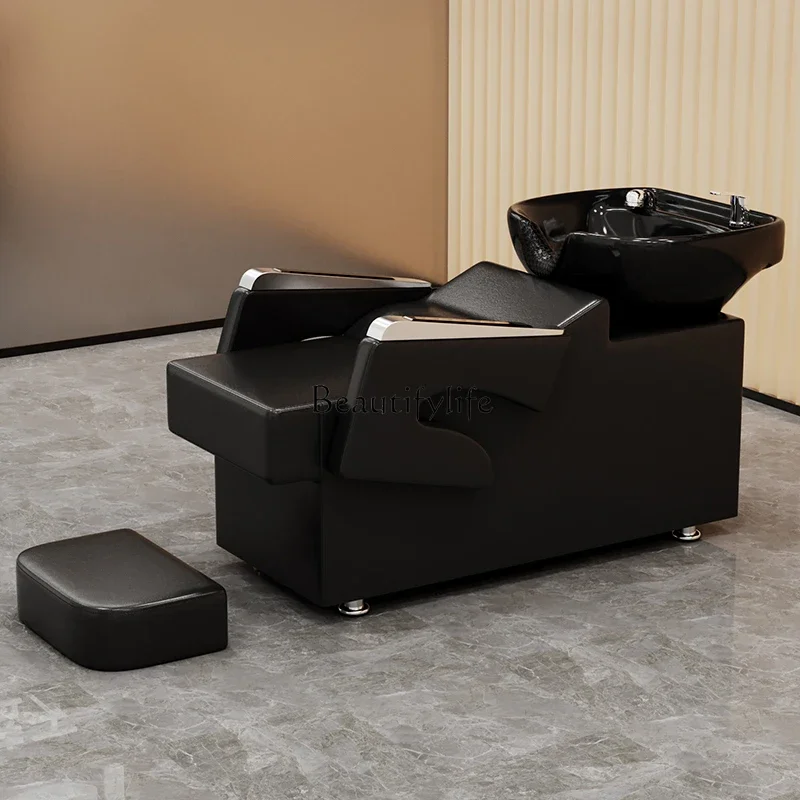 

88.The latest hair salon shampoo bed barber shop special semi-reclining hair salon simple flush bed