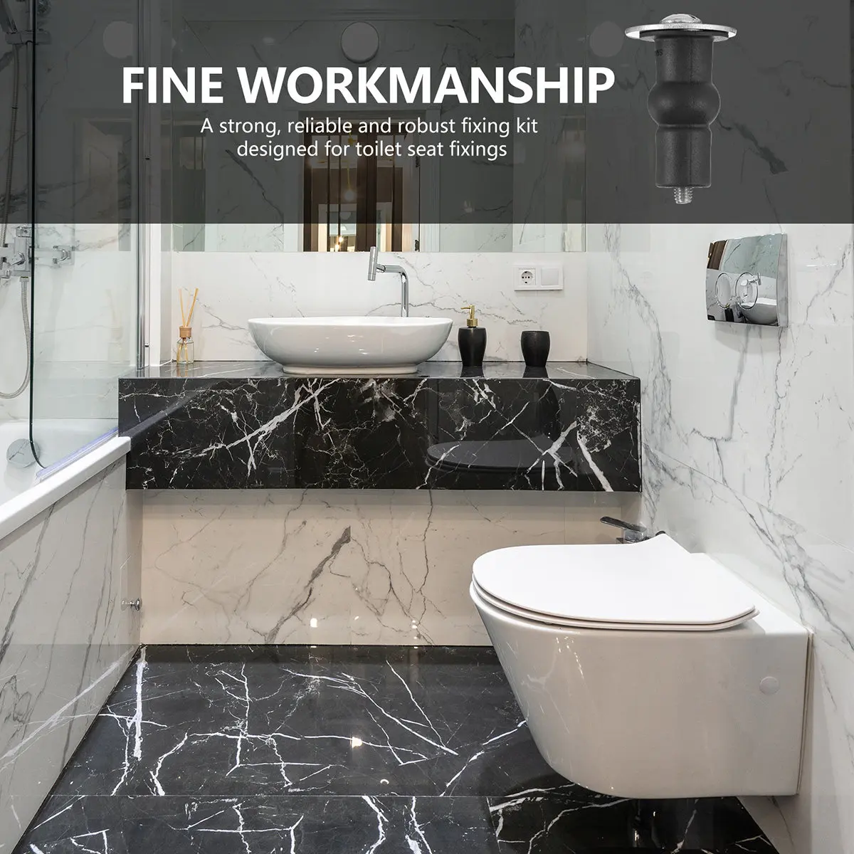 

6Pcs Toilet Seat Accessories Heavy Duty Hinge Bolts Rust Resistant Simple Design for Universal Toilet Lid Fixing Screws Set