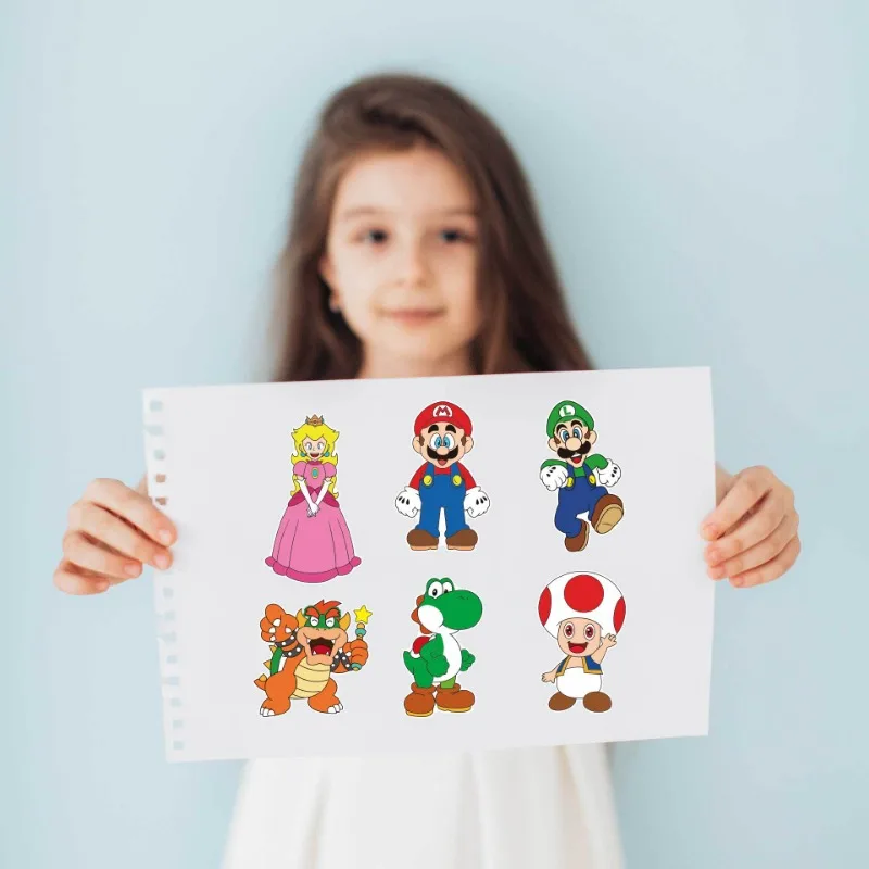 Pegatinas de rompecabezas de Super Mario para niños y niñas, 6 hojas de pegatinas de Anime make-a-face, calcomanía de bricolaje divertida, ensamblar, rompecabezas, regalo de cumpleaños