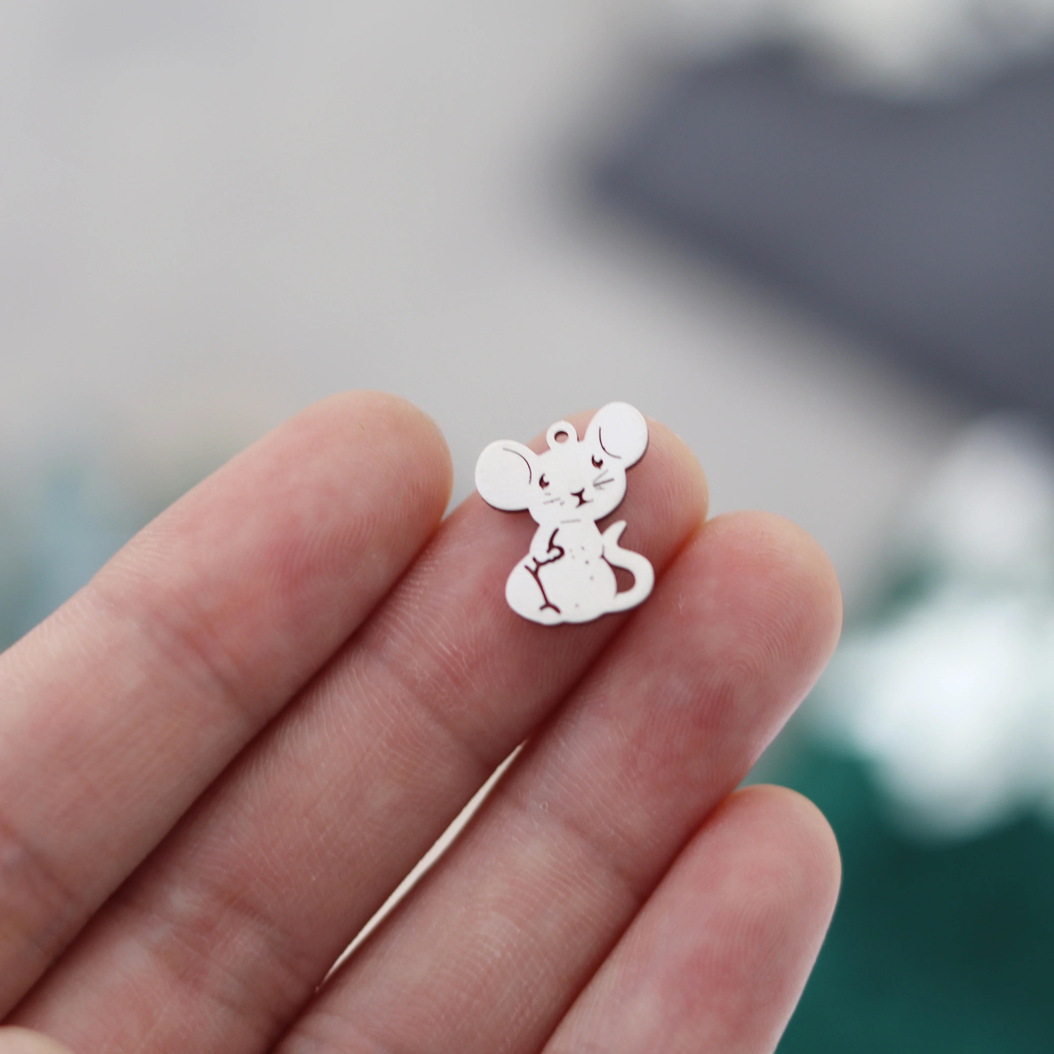 3pcs Adorable Mouse Stainless Steel Charms for Jewelry Making Earrings Bracelets Craft Pendant Cartoon Anime diy Accessories