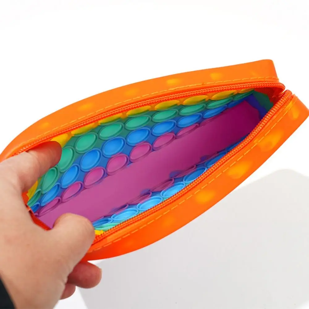 Large Capacity Silicone Pen Case with Zipper Decompression Bubble Student Pencil Bag Waterproof Multifunctional