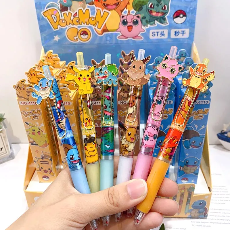 Imagem -03 - Pokémon Cartoon Press Gel Pen Black Ink Canetas Neutras Criativos Escritório Escola Suprimentos de Escrita Brinde Promocional 05 mm 24 Unidades por Lote