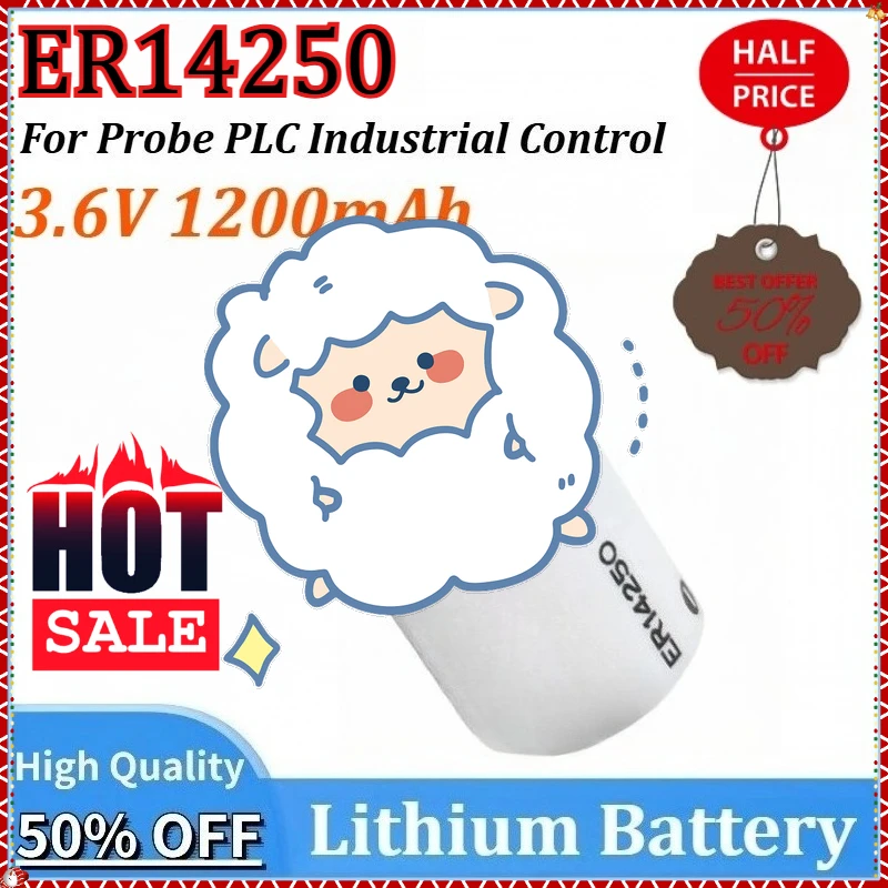 

3.6V 1200mAh ER14250 1/2AA New Primary Lithium Battery for Probe PLC Industrial Control Servo Encoder Automation Instrument