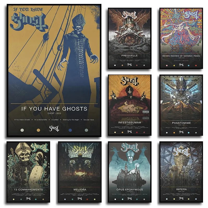 Heavy Metal Band Ghost Rock Music Poster Phantomime/Meliora Album Cover Canvas Picture Wall Art Living Room Home Decoration Gift