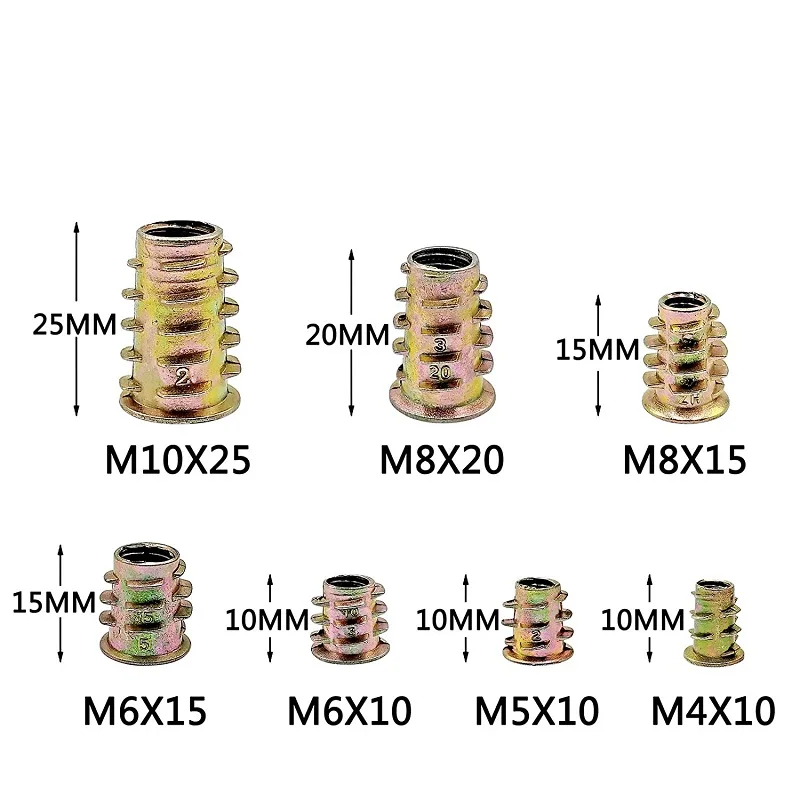 プラスチックナット,230/100または80個,固定ナット,4mm,6mm,8mm,または10個のセット,木製亜鉛合金ネジ