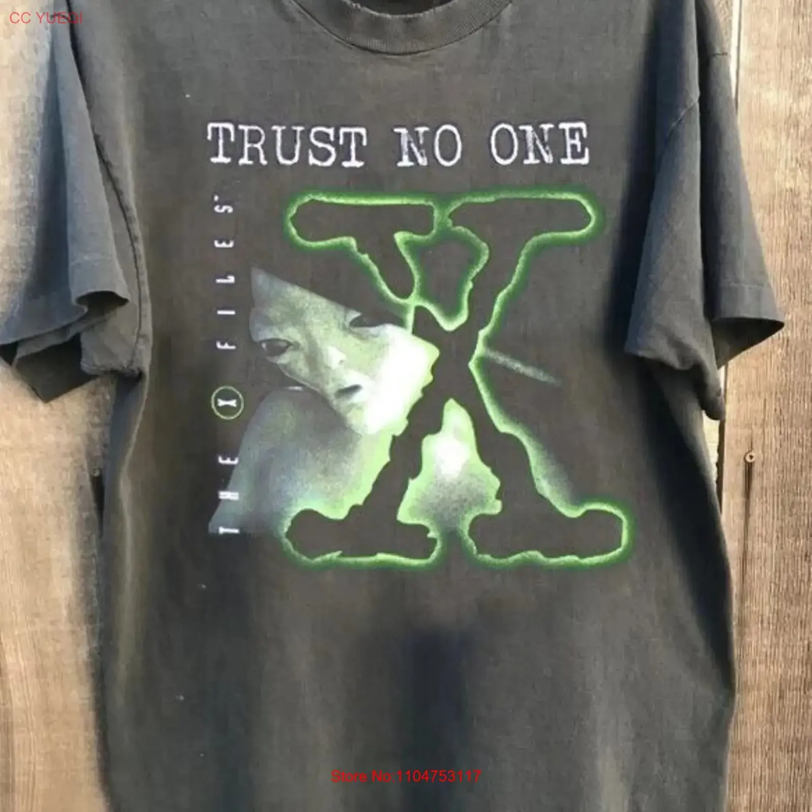 The X Files Trust No One short sleeve charcoal color T Shirt S 5XL vintage Washed Versatile streetwear Soft Stretched fashion