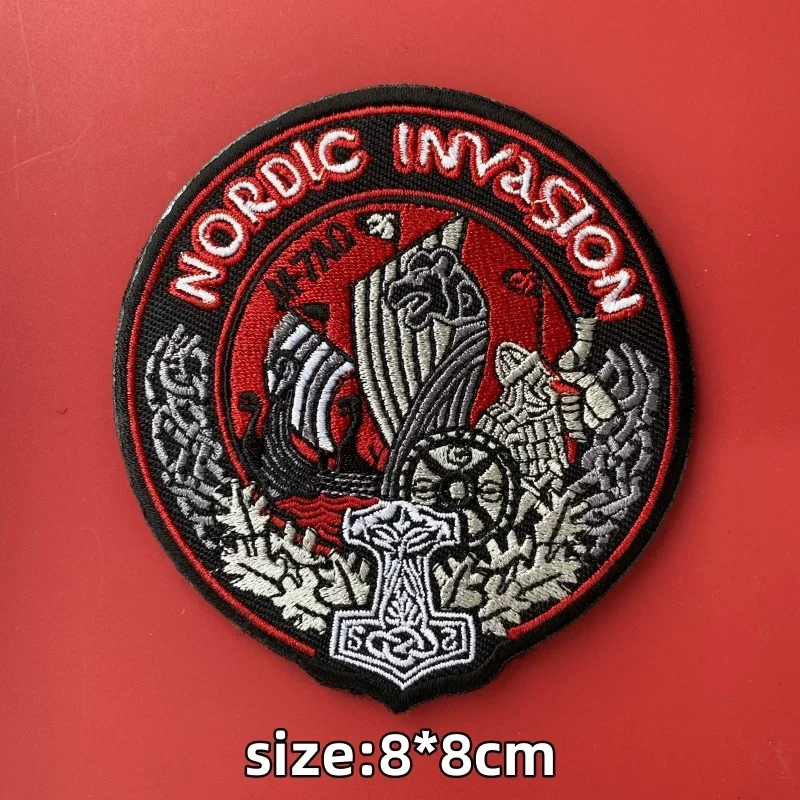 Viking Tactical Robotech Skull Squadron Embroidery Patch Wolf Emblems Nordic invasion Patch Military See You In Valhalla Badge