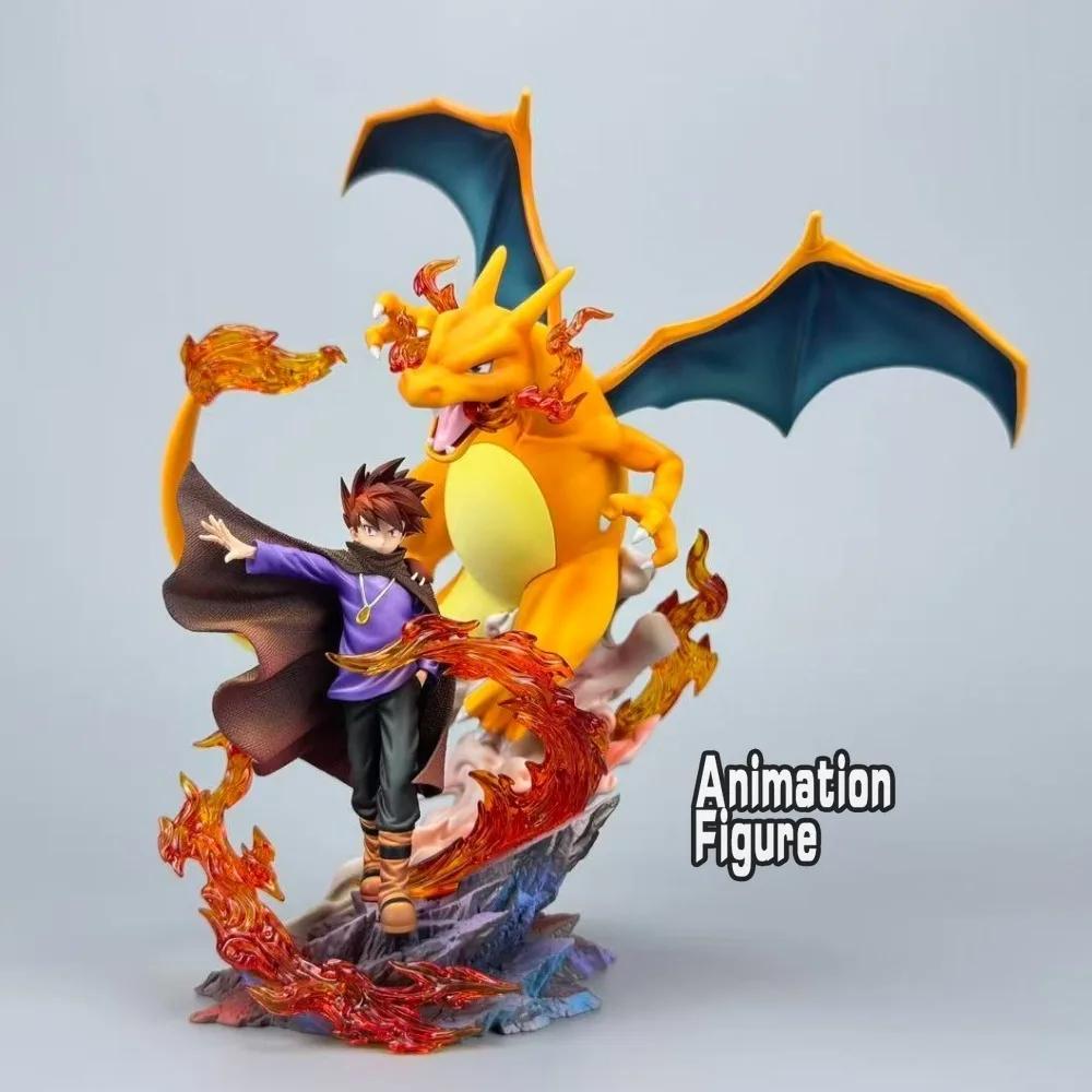 17cm Anime Pokemen Figure Charizard Gary Oak Action Figures Pvc Statue Desktop Ornamen Collection Model Toys Gifts