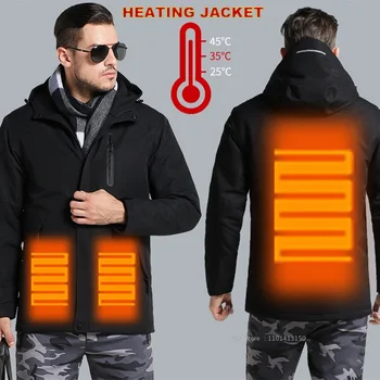 3-Zone Smart Heated Jacket 3 Smart Heated Jacket Waterproof Men 3 Areas Heated Vest For Women Winter Outdoor Sports Coat Warm Heating Coat Motorcycle Jacket 3