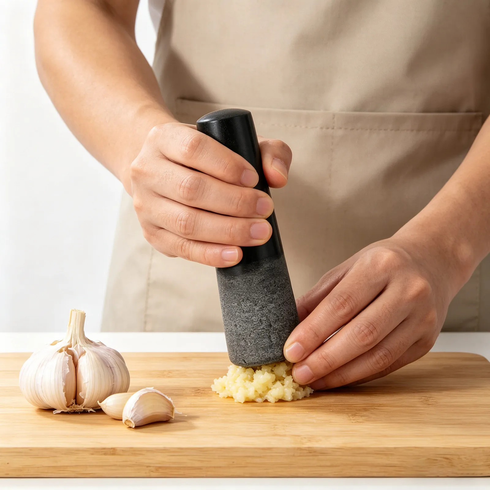 Stone Mortar and Garlic Pestle Hand Mash Stick Pounder Grinder Mashing Rod Masher view 5