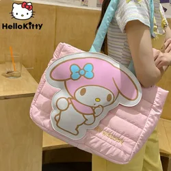 Sanrio Pochacco My Melody Kuromi 3D Cartoon Decoration Tote Bag New Cute Down Cloth Handbag borsa a tracolla moda in stile giapponese