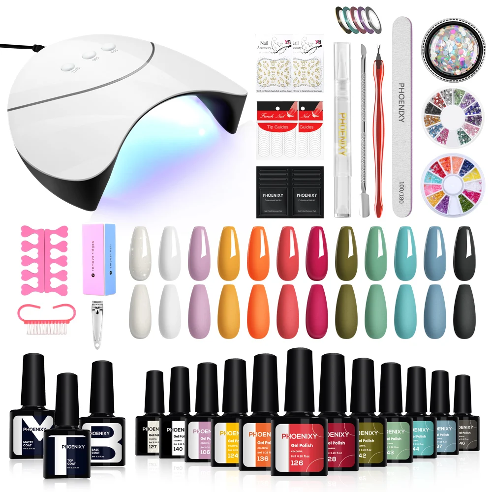 

Manicure Tools Kit 8ML Gel Nail Polish with UV LED Nail Lamp Semi Permanent Gel Varnishes Professional Nail Art Design Set