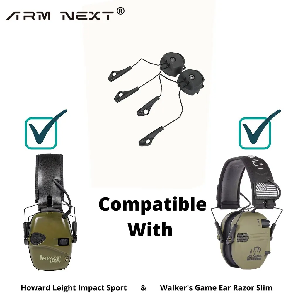 ARC OPS-CORE Helmet Rail Adapter Tactical Stand for Howard Leight Impact Tactical Headset Hearing Protection Shooting Earmuff
