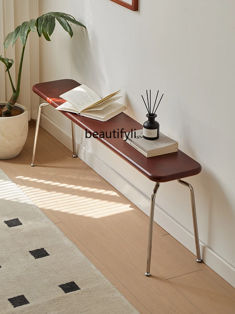 Long Mid-Ancient Household Stainless Steel Simple Ant Shoe Changing Stool Bedroom Retro Designer Bedside Stool