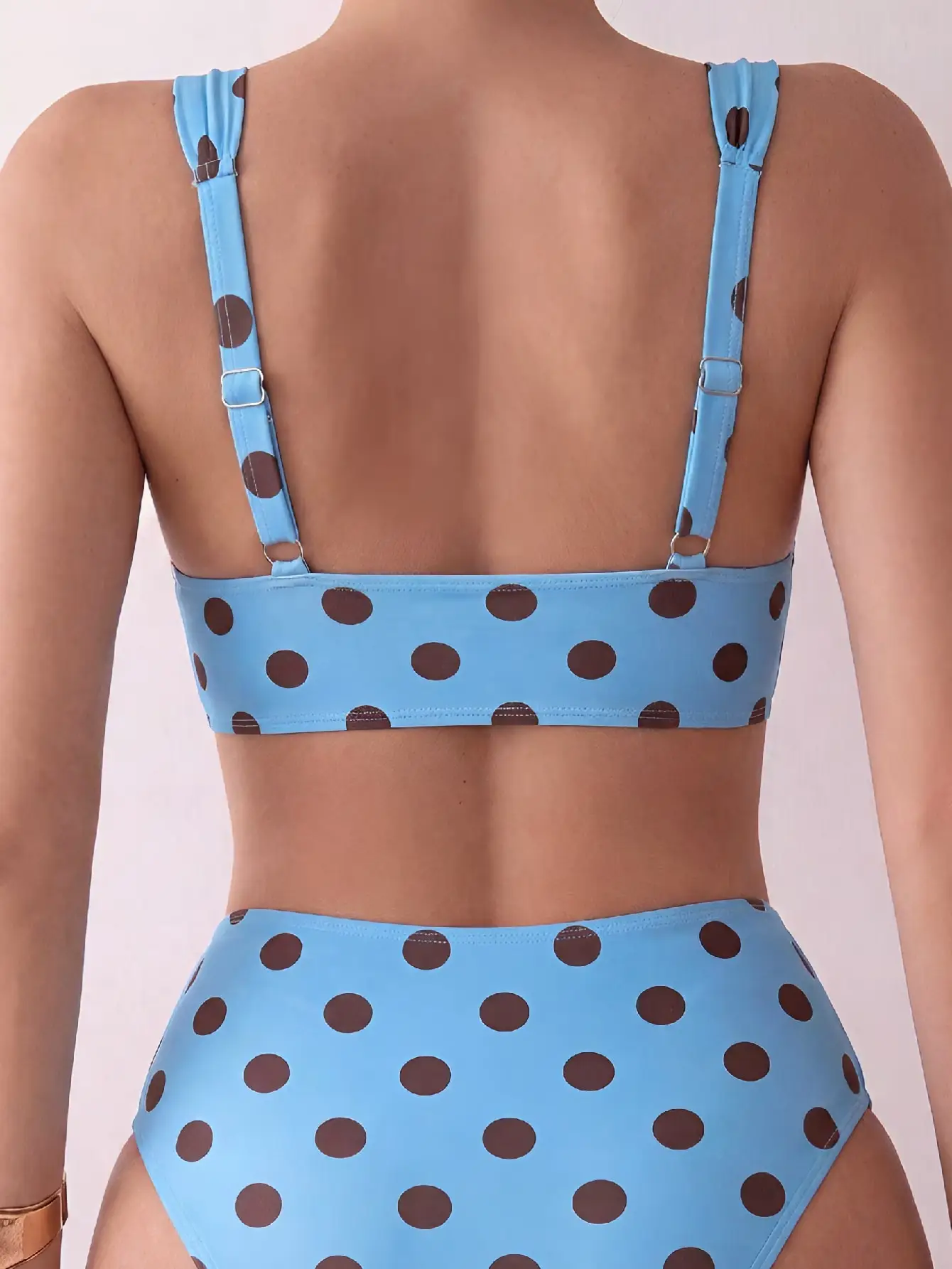 Women's Polka Dot High Waist Bikini Set Square Neck Two-Piece Swimsuit with Adjustable Straps Beach Bathing Suit