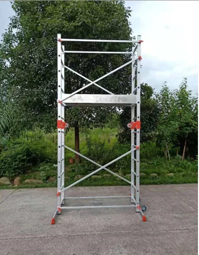 5.6m  Adjustable Platform Scaffolding Ladder with Locking Wheels Portable Ladder
