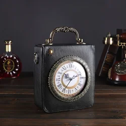 2023 new retro portable Messenger bag walking clock package creative clock bag small square bag embroidery double bread