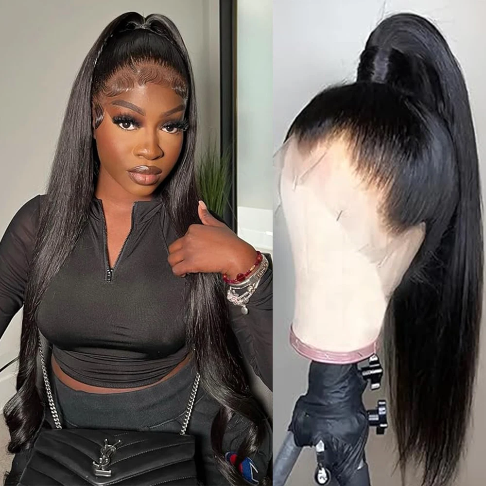 

360 Bone Straight Lace Front Wig Human Hair 100% Brazilian 38 inch 13x6 HD Lace Frontal Human Hair Wigs Cheap Wigs On Clearance