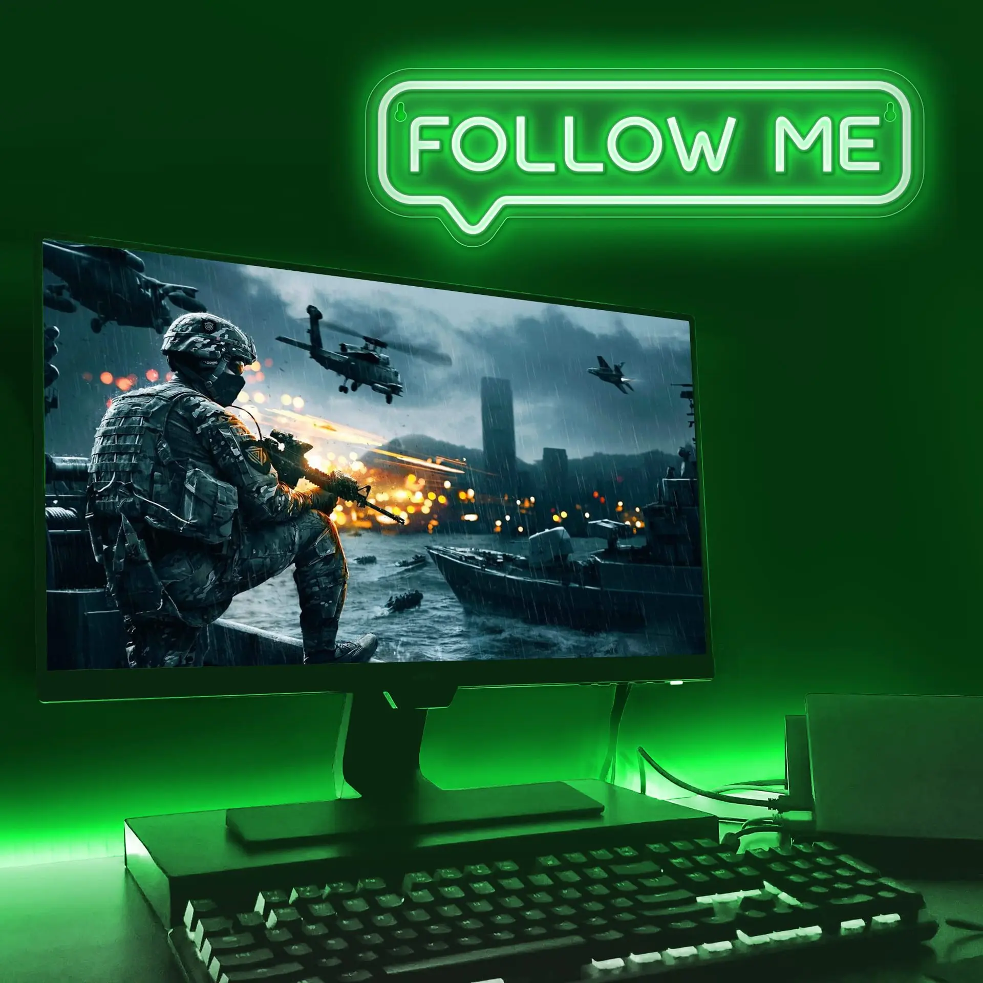 Follow Me Neon Signs LED Lights For Tiktok Youtube Gamer Cool Live Round For Studio Wall Bedroom Game Room Shop Bar Club Decor