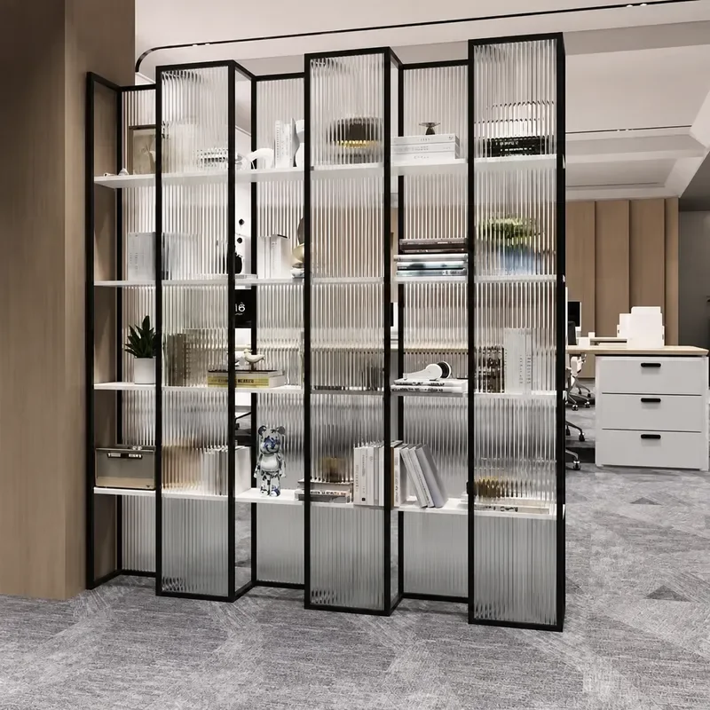 Light Luxury Creative Office Partition Shelf Flower Stand Restaurant Hotel Double Sided Glass Screen Decorative Wall Movable