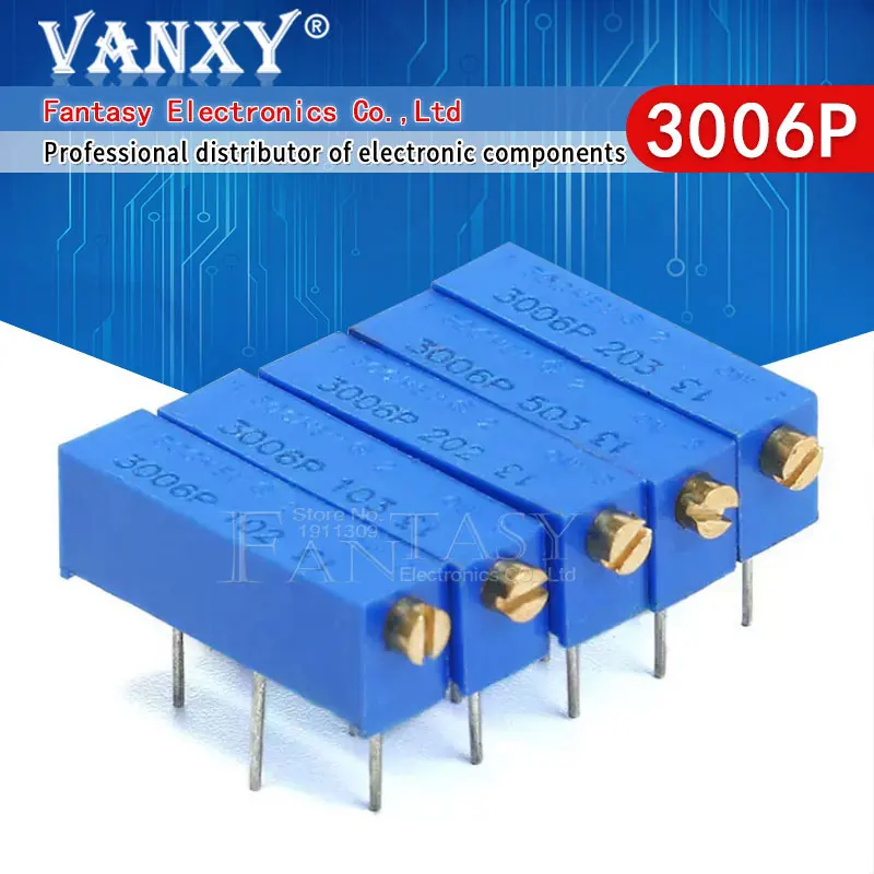 10PCS 3006P 100 ohm ~ 500K ohm Potencjometr trymera fdkjgecf Rezystor 1K 2K 5K 10K 20K 50K 100K 200K 500K 1M 100R 200R 500R